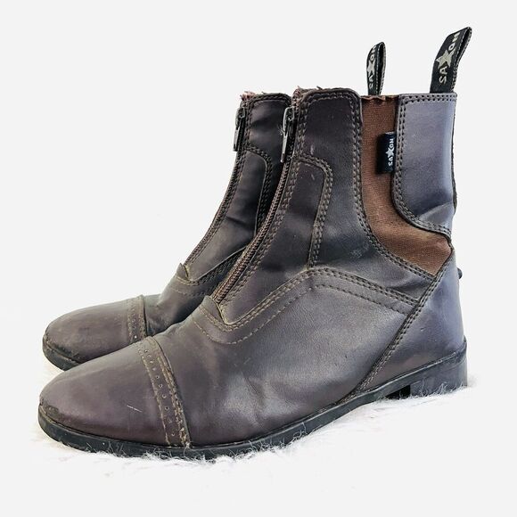 🎉Clearance🎉Saxon Brown Faux Leather Pull on Boots Worn Distressed Boys Size 5 - Picture 1 of 8